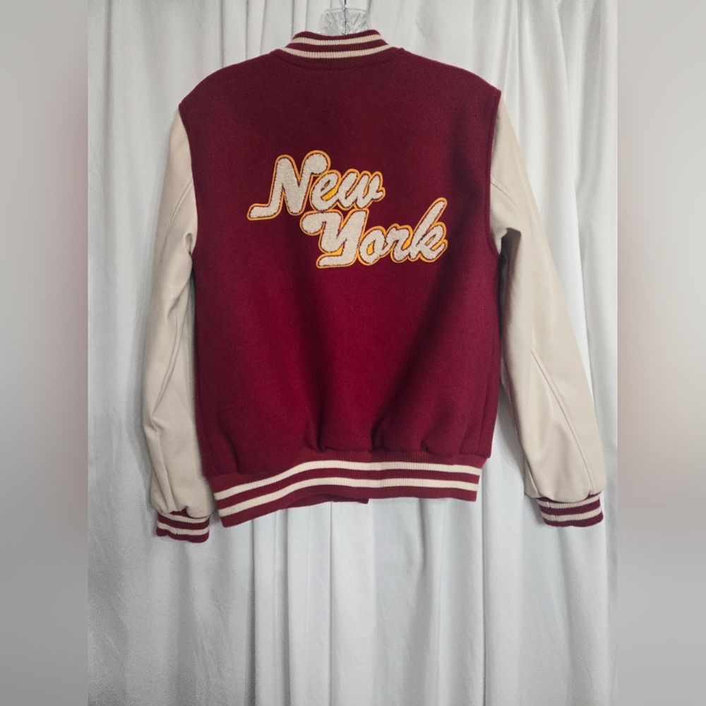 Ashley By 26 International Red/White Preppy Varsity Jacket "New York" Size M - Picture 3 of 7